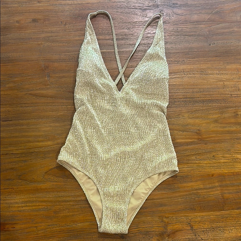 H&M Shimmery Gold One-Piece Swimsuit